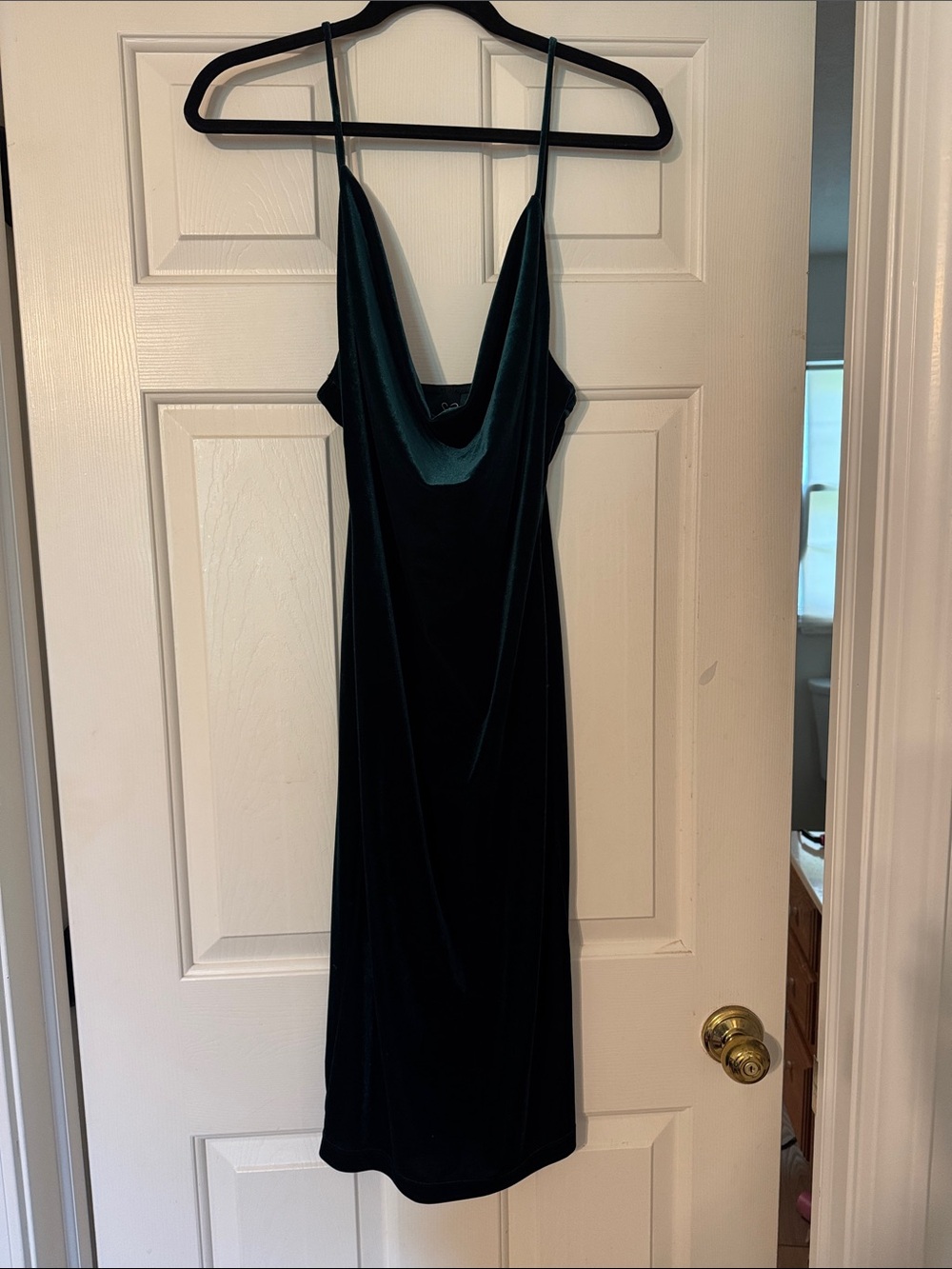 Elegant Velvet Slip Dress - Deep Teal